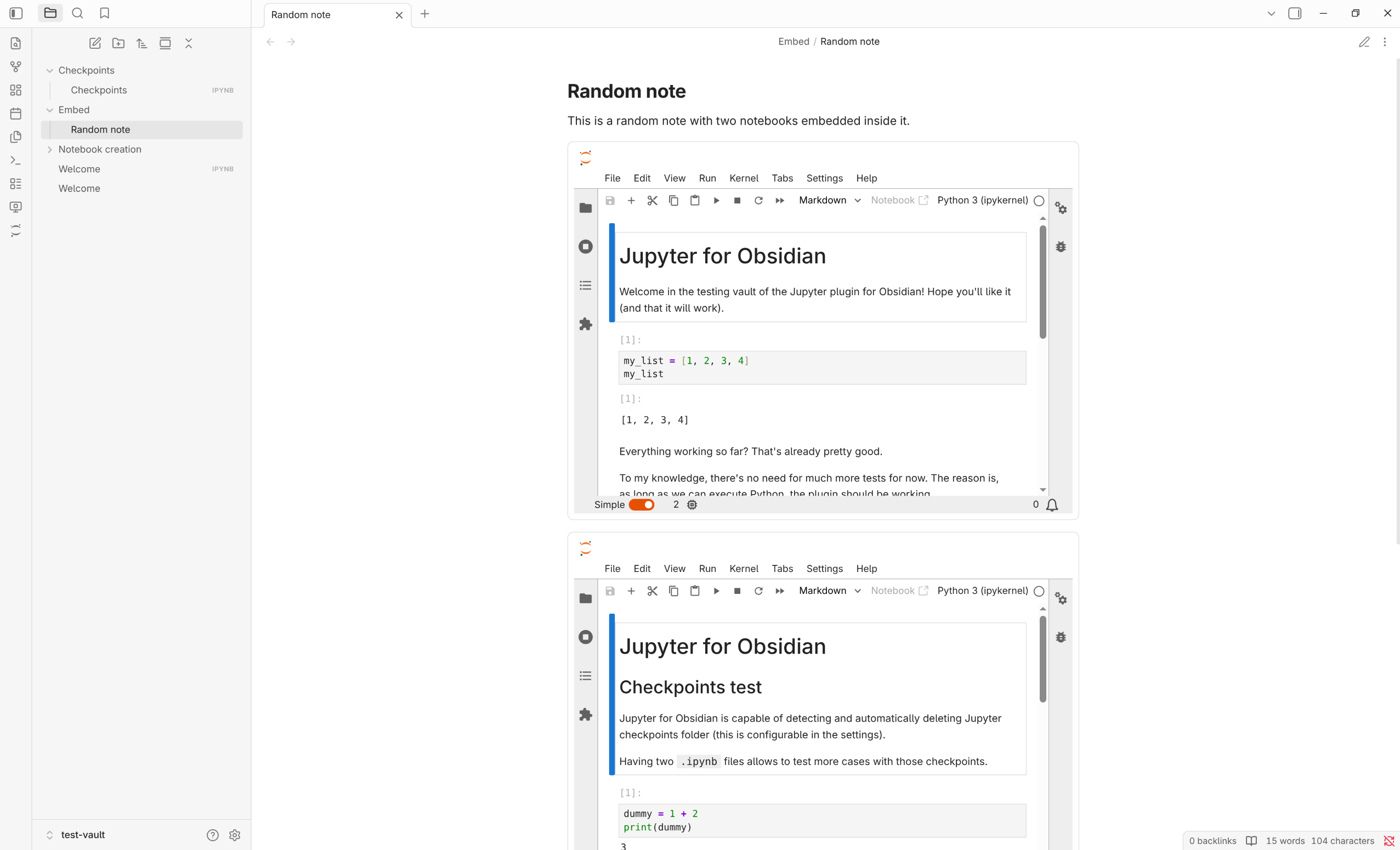 Screenshot of an Embed View in read mode